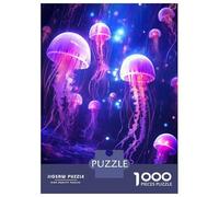 1000 Pieces Jigsaws Adults Puzzles Gifts Jellyfish Glowing Squad Jigsaw Puzzle Anti-Stress Toys Difficult Challenge Birthday Present, Gifts, 52x38cm/1000pcs