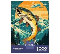 1000 Pieces Jigsaws Adults Puzzles Gifts Jumping Trout Mountain Sunset Jigsaw Puzzle DIY Toys A Work of Art Gifts for Friends And Family 38x26cm/1000pcs