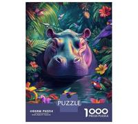 1000 Pieces Jigsaws Adults Puzzles Gifts Jungle Hippo Haven Jigsaw for Adults Brain Teaser Game Perfect Decoration Challenging To Complete 52x38cm/1000pcs