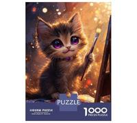 1000 Pieces Jigsaws Adults Puzzles Gifts Kitten Artist Puzzles for Adults Fun Games Staycation Kill Time Birthday Present, Gifts, 38x26cm/1000pcs