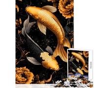 1000 Pieces Jigsaws Adults Puzzles Gifts Koi Fish Yin Yang Floral Art Relaxing Games Suitable for Couples Toy Wall Decor for Is Ideal As A Gifts (38x52cm)