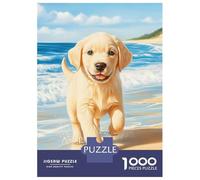 1000 Pieces Jigsaws Adults Puzzles Gifts Labrador Retriever Puppy on Beach Puzzle for Adults Relax Games Hand Speed Race Birthday Present, Gifts, 38x26cm/1000pcs