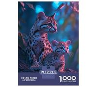 1000 Pieces Jigsaws Adults Puzzles Gifts Leopard Cats in Neon Light Puzzles for Adults Fun Games Staycation Kill Time Birthday Present, Gifts, 70x50cm/1000pcs