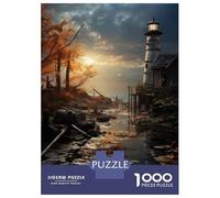 1000 Pieces Jigsaws Adults Puzzles Gifts Lighthouse by The River Puzzles for Adults Toy Wall Decor Perfect Decoration Challenging To Complete 52x38cm/1000pcs