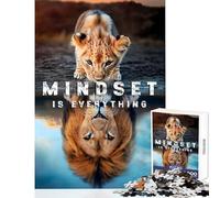 1000 Pieces Jigsaws Adults Puzzles Gifts Lion Cub Mindset Poster Toy Wall Decor Great Gift Educational Games Interesting Stress Reduction Size 38x26cm