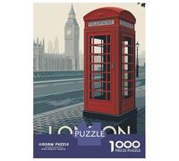 1000 Pieces Jigsaws Adults Puzzles Gifts London Calling Red Telephone Booth Art Jigsaw for Adults Family Games Birthday Present Birthday Present, Gifts, 38x26cm/1000pcs