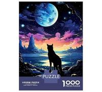 1000 Pieces Jigsaws Adults Puzzles Gifts Lone Wolf Fantasy Sunset Jigsaw for Adults Brain Teaser Game Perfect Decoration Challenging To Complete 70x50cm/1000pcs