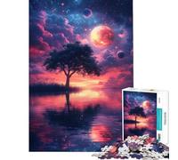 1000 Pieces Jigsaws Adults Puzzles Gifts Lonely Tree Under Cosmic Sky Challenging To Complete Difficult Challenge Family Games for 14+ Puzzle Game Offered (38x52cm)