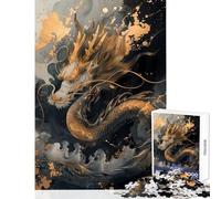 1000 Pieces Jigsaws Adults Puzzles Gifts Lucky Gold Asian Dragon Educational Game Staycation Kill Time Home Decoration Toys for Is Ideal As A Gifts (38X52CM)