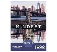 1000 Pieces Jigsaws Adults Puzzles Gifts Mindset Is Everything Cat Jigsaws for Adults Fun Games For Family Fun Great Gift for Gaming 52x38cm/1000pcs