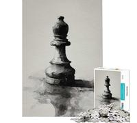1000 Pieces Jigsaws Adults Puzzles Gifts Monochrome Chess Bishop Watercolor Painting Fun at Home Activities, Pattern Assembly DIY Toys for 14+ Puzzle Game Offered (50x75cm)