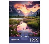 1000 Pieces Jigsaws Adults Puzzles Gifts Mountain Sunset Reflections-3 Puzzles for Adults Toy Wall Decor Perfect Decoration Challenging To Complete 52x38cm/1000pcs