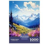 1000 Pieces Jigsaws Adults Puzzles Gifts Mountain Valley with Purple Flowers Puzzles for Adults Toy Wall Decor Perfect Decoration Challenging To Complete 52x38cm/1000pcs