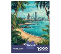 1000 Pieces Jigsaws Adults Puzzles Gifts Mumbai Cityscape with Beach Jigsaw Puzzle DIY Toys A Work of Art Gifts for Friends And Family 70x50cm/1000pcs