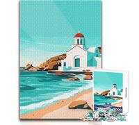 1000 Pieces Jigsaws Adults Puzzles Gifts Mykonos Greece By Sea Challenging Game Toys Perfect Decoration Toy Wall Decor Size 50x75cm