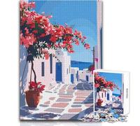 1000 Pieces Jigsaws Adults Puzzles Gifts Mykonos Greece Scenery Challenging Game Toys Perfect Decoration Toy Wall Decor Size 38x52cm