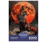 1000 Pieces Jigsaws Adults Puzzles Gifts Mystical Orange Wolf Puzzles for Adults Fun Games Staycation Kill Time Birthday Present, Gifts, 52x38cm/1000pcs