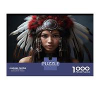 1000 Pieces Jigsaws Adults Puzzles Gifts Native American Headdress for Women Jigsaw Puzzle Relaxing Games Difficult Hard Birthday Present, Gifts, 52x38cm/1000pcs