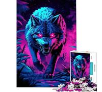 1000 Pieces Jigsaws Adults Puzzles Gifts Neon Alpha Wolf Difficult And Challenge Home Art Decor Educational Toy for And from 14 Years And over (38x52cm)