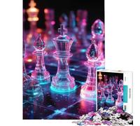 1000 Pieces Jigsaws Adults Puzzles Gifts Neon Chess Pieces Fun at Home Activities, Pattern Assembly DIY Toys for 14+ Puzzle Game Offered (38x26cm)