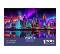 1000 Pieces Jigsaws Adults Puzzles Gifts Neon Cityscape Reflections Puzzle for Adults Relax Games Hand Speed Race Birthday Present, Gifts, 52x38cm/1000pcs