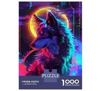 1000 Pieces Jigsaws Adults Puzzles Gifts Neon Wolf Wall Art Print Puzzles for Adults Toy Wall Decor Perfect Decoration Challenging To Complete 70x50cm/1000pcs