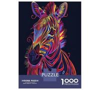 1000 Pieces Jigsaws Adults Puzzles Gifts Neon Zebra Portrait Jigsaw for Adults Brain Teaser Game Perfect Decoration Challenging To Complete 52x38cm/1000pcs