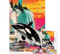 1000 Pieces Jigsaws Adults Puzzles Gifts Orca Whale Killer Collage Educational Toy Secret Santa Gifts Family Game Interesting Stress Reduction Size 38x26cm