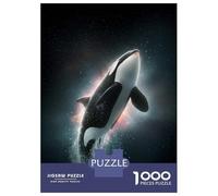 1000 Pieces Jigsaws Adults Puzzles Gifts Orca Whale Leaping in Space Jigsaw Puzzle Fun Games For Family Fun Gifts for Friends And Family 38x26cm/1000pcs