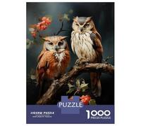 1000 Pieces Jigsaws Adults Puzzles Gifts Owl Artwork with Flowers Puzzles for Adults Toy Wall Decor Perfect Decoration Challenging To Complete 52x38cm/1000pcs