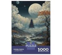 1000 Pieces Jigsaws Adults Puzzles Gifts Pagoda Under The Full Moon Jigsaws for Adults Relaxing Games Wall Decoration Birthday Present, Gifts, 70x50cm/1000pcs