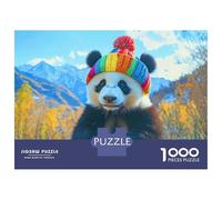 1000 Pieces Jigsaws Adults Puzzles Gifts Panda in Rainbow Hat Jigsaws for Adults Relaxing Games Wall Decoration Birthday Present, Gifts, 70x50cm/1000pcs