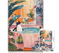 1000 Pieces Jigsaws Adults Puzzles Gifts Penguin Bathing in A Lush Setting Calming Enjoyable Free Time Premium Accurate Cut Play Toy Size 50x75cm