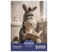 1000 Pieces Jigsaws Adults Puzzles Gifts Plush Donkey Reading A Book on Toilet Jigsaws for Adults Toy Wall Decor Wall Art Educational Challenge 70x50cm/1000pcs