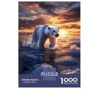 1000 Pieces Jigsaws Adults Puzzles Gifts Polar Bear Sunset Puzzles for Adults Fun Games Staycation Kill Time Birthday Present, Gifts, 70x50cm/1000pcs