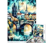 1000 Pieces Jigsaws Adults Puzzles Gifts Prague Geometric Skyline Art Educational Game Staycation Kill Time Home Decoration Toys for Is Ideal As A Gifts (38X26CM)
