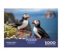 1000 Pieces Jigsaws Adults Puzzles Gifts Puffin Birds on Cliffside Jigsaw for Adults Brain Teaser Game Perfect Decoration Challenging To Complete 38x26cm/1000pcs