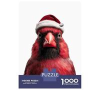 1000 Pieces Jigsaws Adults Puzzles Gifts Red Cardinal Bird Wearing Santa Hat Jigsaw Puzzle Fun Games For Family Fun Gifts for Friends And Family 70x50cm/1000pcs