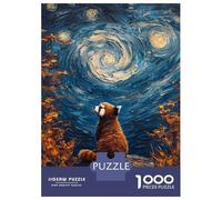 1000 Pieces Jigsaws Adults Puzzles Gifts Red Panda Starry Night Jigsaw Puzzle Anti-Stress Toys Difficult Challenge Birthday Present, Gifts, 38x26cm/1000pcs
