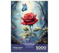 1000 Pieces Jigsaws Adults Puzzles Gifts Red Rose in Forest Jigsaw for Adults Family Games A Work of Art Gifts for Friends And Family 52x38cm/1000pcs