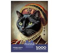 1000 Pieces Jigsaws Adults Puzzles Gifts Regal Black Cat Portrait Jigsaws for Adults Toy Wall Decor Wall Art Educational Challenge 52x38cm/1000pcs