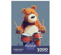 1000 Pieces Jigsaws Adults Puzzles Gifts Sad Bear Drummer Puzzles for Adults Brain Teaser Game Analysis And Logic Birthday Present, Gifts, 52x38cm/1000pcs