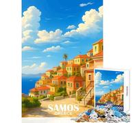 1000 Pieces Jigsaws Adults Puzzles Gifts Samos, Greece︰ Coastal Scene Toy Wall Decor Gift For Birthdays Family Game Interesting Stress Reduction Size 50x75cm