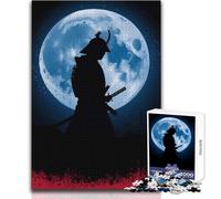 1000 Pieces Jigsaws Adults Puzzles Gifts Samurai Silhouette Under The Moonlight Brainteaser Family Games Analysis And Logic DIY Toys Size 38x26cm