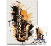 1000 Pieces Jigsaws Adults Puzzles Gifts Saxophone Jazz Calming Enjoyable Free Time Premium Accurate Cut Play Toy Size 38x26cm