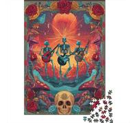 1000 Pieces Jigsaws Adults Puzzles Gifts Skeleton Band Poster Art Print Puzzle for Adults Relax Games Hand Speed Race Birthday Present, Gifts, 52x38cm/1000pcs