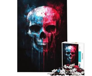 1000 Pieces Jigsaws Adults Puzzles Gifts Skull Drip Art Jigsaw Brain Teaser Game Staycation Kill Time Birthday Present, Gifts, (Size 38x52cm)