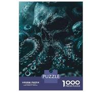 1000 Pieces Jigsaws Adults Puzzles Gifts Skull Octopus Wall Art Print Puzzles for Adults Toy Wall Decor Perfect Decoration Challenging To Complete 52x38cm/1000pcs