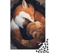 1000 Pieces Jigsaws Adults Puzzles Gifts Sleeping Fox Illustration Jigsaw Puzzle Brain Teaser Game Precision Cutting Educational Challenge 38x26cm/1000pcs