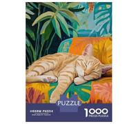 1000 Pieces Jigsaws Adults Puzzles Gifts Sleeping Orange Cat Jigsaw Puzzle Anti-Stress Toys Difficult Challenge Birthday Present, Gifts, 38x26cm/1000pcs